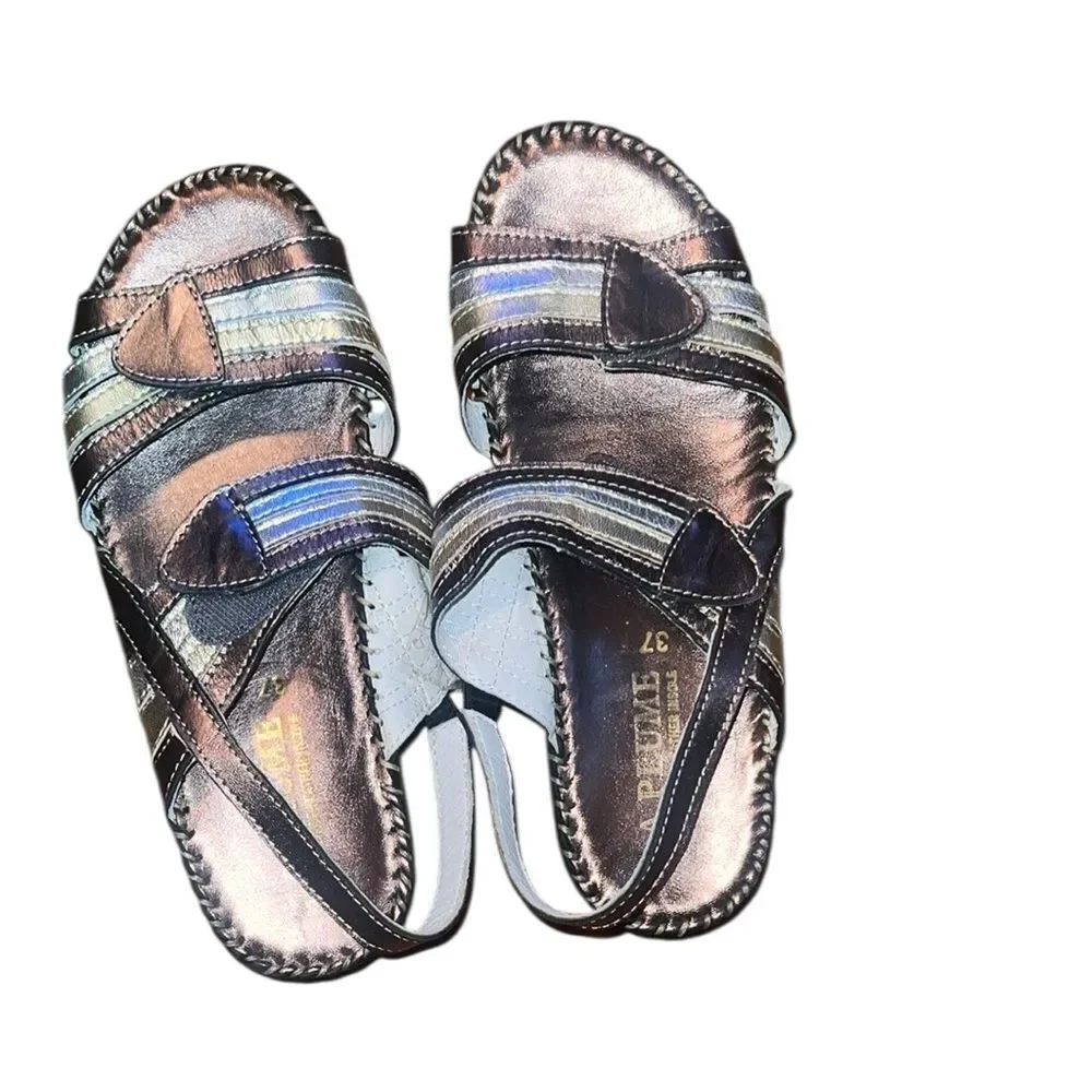 La Plume Metallic Strappy Sandals Size 37